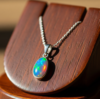 Pendentif Mala Bohème Bouddhiste en Argent Sterling 925 avec Opale Sertie en Sceau, Plaqué Rhodium, Cristal de Guérison pour Femme, Cadeau, Certifié par un tiers