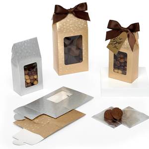Cajas de Dulces de Papel Metálico con Ventana, Reciclables, con Relieve Artístico - Product Image 1