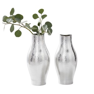 Luxury Design Table Top Decorative Flower <b>Vase</b> <b>Tall</b> Hammered Silver Aluminium Metal Floor <b>Vase</b> For Home Wedding Decoration - Product Image 2