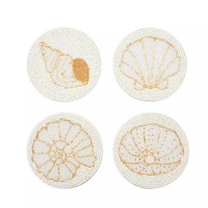 Posavasos con bordado de cuentas de semillas hecho a mano elegante para vajilla posavasos de mesa de cuentas de semillas de diseño Floral hecho a mano - Product Image 5