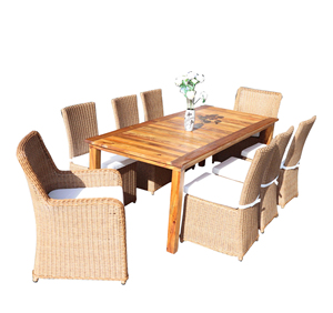 Ensemble de salle à manger en polyrotin d'extérieur PRCF-013, meubles de jardin et de terrasse avec table et chaises - Product Image 3