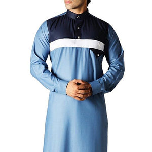 Nouvelle Collection 2026 : Qamis Homme Tendance à Manches Longues, Design à Panneaux, Thobe Islamique Simple et Uni, Respirant - Product Image 4