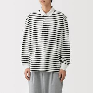 Wholesale <b>Men's</b> Pure Cotton Stripped Rugby <b>Polo</b> <b>Shirt</b> Custom Premium Quality Relaxed Fit <b>Long</b> <b>Sleeve</b> <b>Polo</b> Sweatshirts OEM/ODM - Product Image 2