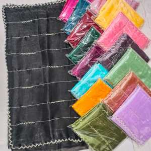 Pure <b>Organza</b> <b>Silk</b> Saree With Thread Zari Sequins Work Indian Style Long Blouse Piece for Women for Weddings and Parties - Product Image 1