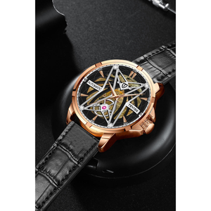 Reloj GearSoul Automático Edición Esqueleto Oro Rosa con Fase Lunar Luminosa, Movimiento Tourbillon, Alta Calidad, Reserva de Energía, Esfera Estilo Hip Hop - Product Image 3