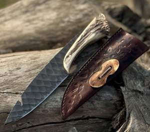 Cuchillo de Caza de Acero con Alto Contenido de Carbono Industrial, Tamaño Personalizado, OEM, Venta al por Mayor, Cuchillo de Supervivencia para Acampar de Alta Calidad, Hoja Fija de Acero de Damasco - Product Image 2