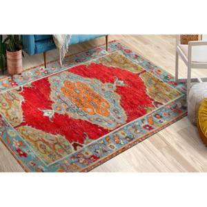 Green Medallion Printed <b>Rug</b>: Non-Slip Turkish Anatolian Design,<b>Chenille</b> <b>Rug</b> - Product Image 2