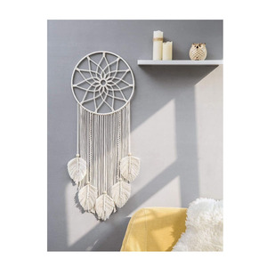 Tapiz de cuerda de algodón estilo vintage bohemio para colgar en la pared de macramé de diseño geométrico moderno grande para decoración de aniversario de boda - Product Image 3