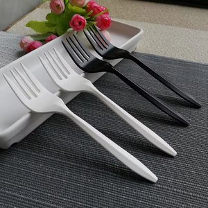 Bán Buôn PS Thân Thiện Với Môi Dùng Một Lần Flatware Dao Kéo Thiết Lập Nhiệm Vụ Nặng Nề Màu Đen Và Trắng Nhựa Nĩa Và Muỗng Cho Các Bên - Product Image 2