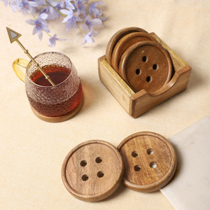 ชุดที่รองแก้วเครื่องดื่มชาทำจากไม้ดีไซน์ใหม่สำหรับบ้านสำนักงานโต๊ะรับประทานอาหารถ้วยชากาแฟกระป๋องเบียร์แก้วน้ำสำหรับบาร์ - Product Image 5