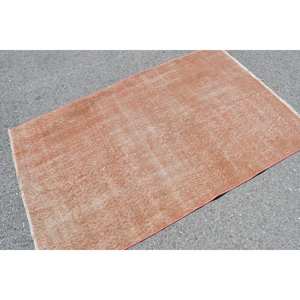 พรมลายสี่เหลี่ยมสีส้มทันสมัยผ้าขนสัตว์โพลีเอสเตอร์วิสคอสขนาด3.7x5.8ฟุตงานเย็บปะสไตล์ตุรกีมีแผ่นยางรองสำหรับโถงทางเดินที่อาศัยอยู่ - Product Image 4