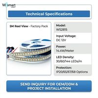Tira de Luces LED RGB Direccionables WS2815 de 12V CC, 30/60/144 Píxeles Programables, Cinta de Píxeles IP20-IP68 Resistente al Agua para Iluminación de Hoteles
