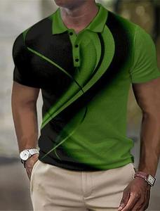 Camiseta Polo con estampado 3D de alta calidad 100% algodón transpirable para hombre, polos informales de nuevo diseño elegante - Product Image 6