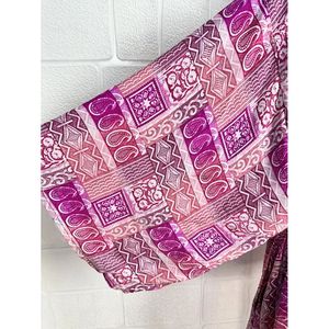 Vintage Silk Riya Short Kimono Lightweight Boho Robe Perfect <b>Beach</b> Coverup for Her Recyclable Swimsuit <b>Accessory</b> Soft Breathable - Product Image 4