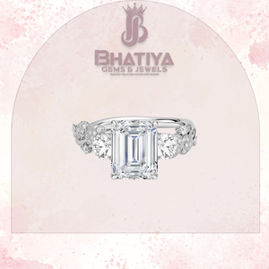 ของขวัญคริสต์มาสสำหรับผู้หญิงแหวนหมั้นเพชรเม็ดเดี่ยวแบบสามชิ้นลายมรกต1-3 CT สำหรับห้องปฏิบัติการ - Product Image 4