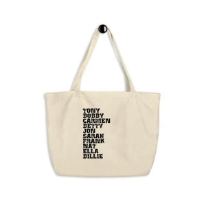 2024 nuevo modelo personalizado Floral Color gris impreso algodón orgánico promocional profesional grande elegante reutilizable Jumbo bolsas de mano - Product Image 5
