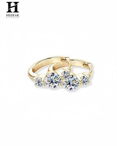 14K Gold Three-Stone Diamond Hoop <b>Earrings</b>, Luxury Fine Jewelry Manufacturer - Product Image 6