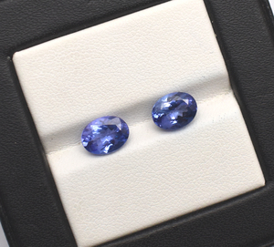 Púrpura azul tanzanita ovalada corte brillante AAA fuego intenso Natural piedra preciosa suelta facetada corte ovalado piedras preciosas par para pendientes - Product Image 2