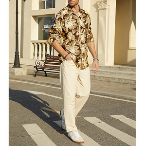 Wholesale Seasonal <b>Men</b> Women Slim Long Sleeve Dress Custom Designs Checked Plaid Printed <b>Hawaiian</b> <b>Shirts</b> Printed Party Clothes - Product Image 5