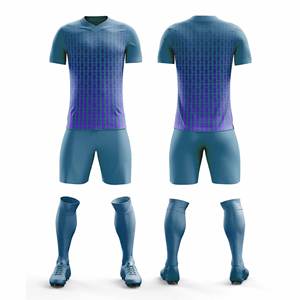 Conjunto de uniforme de entrenamiento de fútbol de malla transpirable para equipos y clubes en Azul | Hombres Mujeres Jóvenes Tallas - Product Image 3