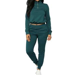 Vente chaude Ensemble de survêtement pour femmes en tissu de coton respirant Ensemble de survêtement pour femmes Vêtement décontracté doux et extensible - Product Image 1