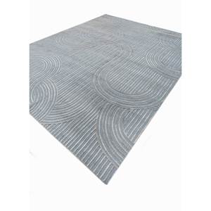 Alfombra Azul Azalea Anudada a Mano de Lana, Bambú y Seda, Alfombra Abstracta de Algodón Orgánico para Sala de Estar, Alfombra de Yute para el Hogar y el Pasillo - Product Image 2