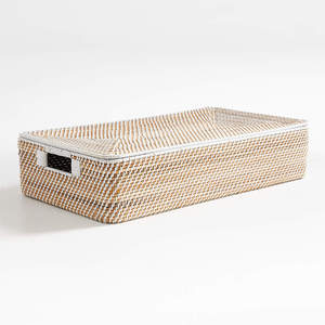 Classic Style White Rattan Under Bed Box with <b>Lid</b> and Handles, Rectangular Box for Home Hotel - Tienphong Handicrafts - Product Image 3