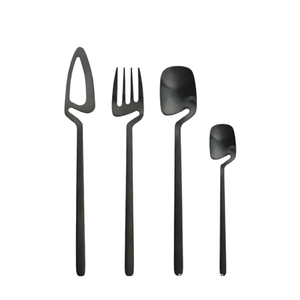 Thiết kế sang trọng bạc đánh bóng thép không gỉ thiết lập dao kéo kim loại <span class=keywords><strong>Flatware</strong></span> đồ ăn được nhân đôi thép nhà bếp Ware dao kéo - Product Image 5