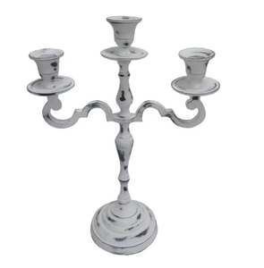 Bougeoir à 3 bras au design moderne, en métal antique blanc de luxe, décoration intérieure en aluminium durable pour les événements de mariage, nouveauté - Product Image 1