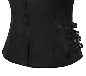 Gilet en cuir pour femme avec fermeture éclair sur le devant, vente chaude, gilet en cuir décontracté sans manches, gilet en cuir matelassé pour femme - Product Image 3