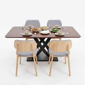 Juego de Mesa y Sillas de Comedor Rectangular de Madera de Acacia de 160x80cm con 4 Sillas, Diseño Escandinavo y Clásico Tradicional CBBA122 - Product Image 1
