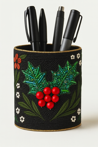 Organisateur de bureau de luxe perlé, en tissu personnalisé, pour papeterie, cadeaux d'entreprise, décoration intérieure, noir à contraste élevé 2026 - Product Image 5