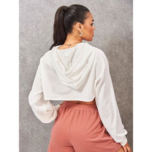 2026 High Quality Women Solid Color Crop <b>Top</b> Hoodie & <b>Shorts</b> <b>Set</b> Ladies Two Piece Casual Hoodie <b>Short</b> <b>Set</b> - Product Image 3
