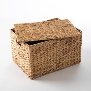 Folding <b>storage</b> box handmade water hyacinth <b>boxes</b> lid basket container for <b>decor</b> & organizer - Product Image 4