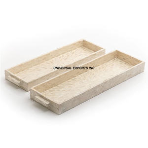 Juego rectangular de dos bandejas de madera para servir, bandeja de chocolate de diseñador de tamaño personalizado, plato de servicio decorativo de la mejor calidad - Product Image 6
