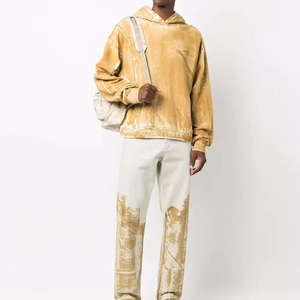 Nouveau pull à capuche 100% coton en détresse de haute qualité poids lourd surdimensionné éponge française personnalisé Vintage lavage à l'acide hommes à capuche - Product Image 4