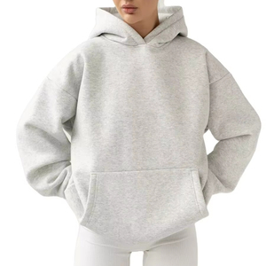 Sweat à capuche en molleton d'hiver pour femmes surdimensionné en gros bleu sweat ample avec poches avant entraînement de rue et vêtements de jogging - Product Image 4