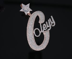 Colgantes y dijes de letras de oro rosa sólido de dos tonos de 10kt de moda con diamantes cultivados en laboratorio para ocasiones de fiesta - Product Image 2