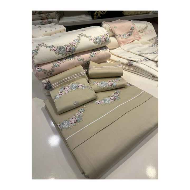 Embroidered Cotton Satin Duvet Cover Set Consists of 6 Pieces.