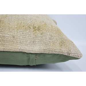 Coussin Kantha en laine beige rayé subtil de 18x18 pouces Coussin décoratif tissé moelleux vintage de luxe pour le salon Utilisation au sol - Product Image 5