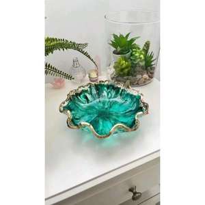 Single Piece Resin <b>Serving</b> <b>Bowl</b> With Premium Color Plating Unique Modern Design <b>Large</b> Size for Food Excellent Value - Product Image 5