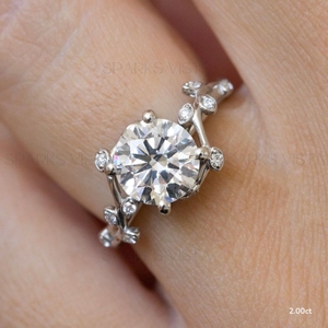 Anillo de Compromiso de Plata de Ley 925 con Diseño de Hoja de Vid y Diamantes Cultivados en Laboratorio con Certificado IGI, Joyería de Moda Vintage para Mujer, Nueva Llegada - Product Image 4