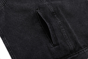 2025 coton lourd français éponge hommes à capuche conception personnalisée Vintage lavage Denim avec fermeture éclair haute qualité polaire pour l'hiver - Product Image 4