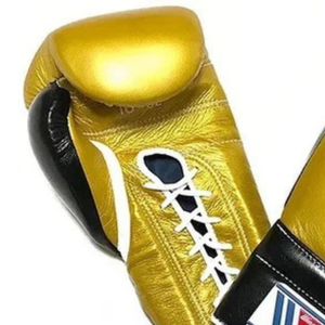 Gants de boxe à lacets Winning, or noir, cuir véritable de qualité supérieure, pour entraînement et sparring professionnels, 8oz 10oz 12oz - Product Image 6