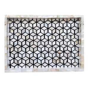 Incrustation d'os faite à la main de qualité supérieure et plateau en nacre Plateau décoratif de la meilleure qualité pour les collations au café et au thé et les divertissements à la maison - Product Image 5