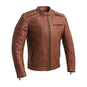 Veste de motard coupe ajustée en cuir pour hommes personnalisée coupe-vent OEM vente en gros vestes de moto avec des techniques imprimées - Product Image 5