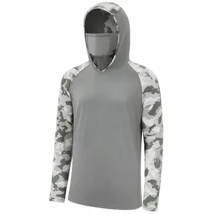Sweat à capuche de pêche camouflage pour homme UPF 50, manches longues, protection solaire anti-UV, fermeture éclair, en polyester - Product Image 2