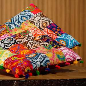 Fundas de Cojín Recicladas de Lujo con Diseño de Parches a Rayas, Hechas a Mano, Portátiles, Vintage, Textiles, Decoración del Hogar, Venta al Por Mayor - Product Image 2