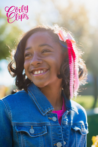 Extension per Capelli Sintetici per Bambini Stile Coily Clips Rosa Effetto Zucchero Filato Popolari - Product Image 5