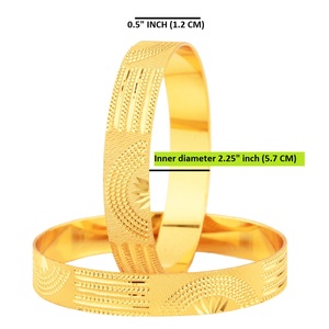 Conjunto de brazalete indio Diseñador brillante Grabado Chapado en oro Brazalete liso Pulsera Joyería para mujer - Product Image 4